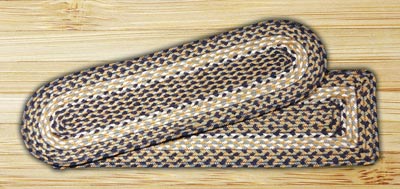 Blue and Natural Braided Jute Stair Tread - Oval