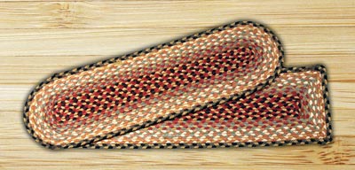 BRAIDED JUTE STAIR TREAD SETS OVAL OR RECTANGLE BURGUNDY/BLUE/GRAY 