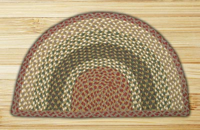 Olive, Burgundy, and Gray Half Moon Braided Jute Rug - Small