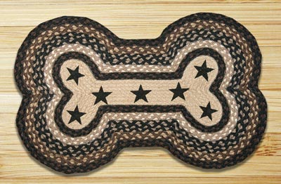 Mocha and Frappuccino with Stars Braided Dog Bone Rug - Large