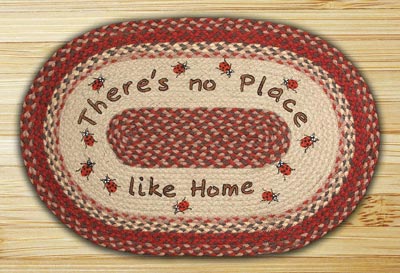 No Place Like Home Oval Patch Braided Rug