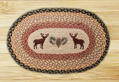 Deer and Pinecone Oval Patch Braided Rug