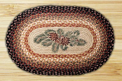 Pinecone Red Berry Oval Patch Braided Rug