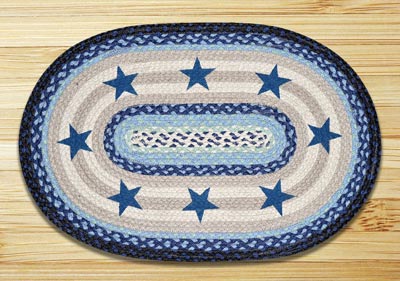 Blue Stars Oval Patch Braided Rug