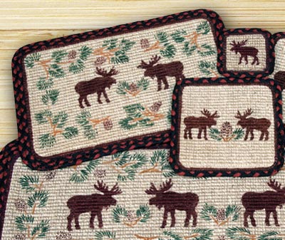 Moose and Pinecone Wicker Weave Coaster
