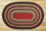 Burgundy, Olive, and Charcoal Braided Jute Rug, Oval - 27 x 45 inch