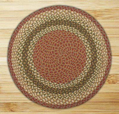Olive, Burgundy, and Gray Braided Jute Rug, Round (Special Order Sizes)