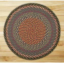 Burgundy, Blue, and Gray Braided Jute Rug, Round (Special Order Sizes)