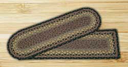 Brown, Black, and Charcoal Braided Jute Stair Tread - Rectangle