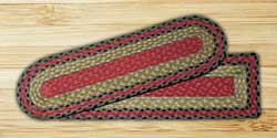 Burgundy, Olive, and Charcoal Braided Jute Stair Tread - Oval