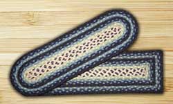Blueberry and Creme Braided Jute Stair Tread - Oval