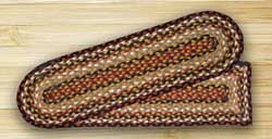 Burgundy, Mustard, and Ivory Braided Jute Stair Tread - Oval