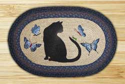 Cat and Grasshopper Oval Patch Braided Rug