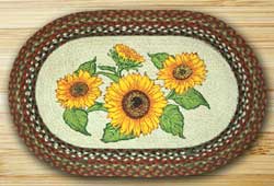 Sunflowers Oval Patch Braided Rug