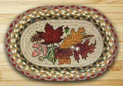 Autumn Leaves Braided Jute Tablemat - Oval